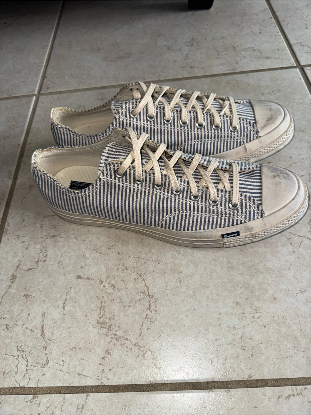 Converse Low-Top Striped Canvas Sneakers - Blue & White - Picture 8 of 9